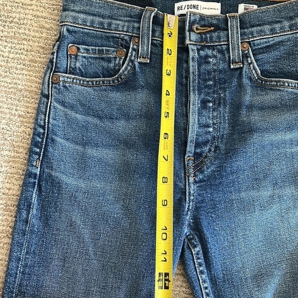 Re/Done Comfort Stretch High Rise Ankle Crop Jeans in Mid 70s Size 24 - Picture 10 of 13